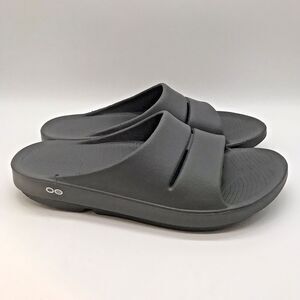 OOFOS OOahh Slides Unisex Men's 12 Women's 14 Gray Recovery Comfort Sandal EU 45